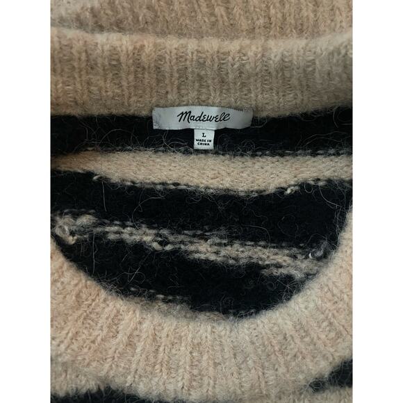 Madewell Women's Shrunken Crewneck Pullover Sweater W/ Tiger Stripes Size Large - Picture 8 of 8